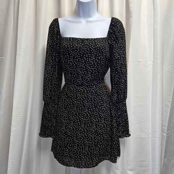 Mi Ami milkmaid polka dot smocked dress dark fairycore Dark Coquette Size Small - Picture 8 of 8